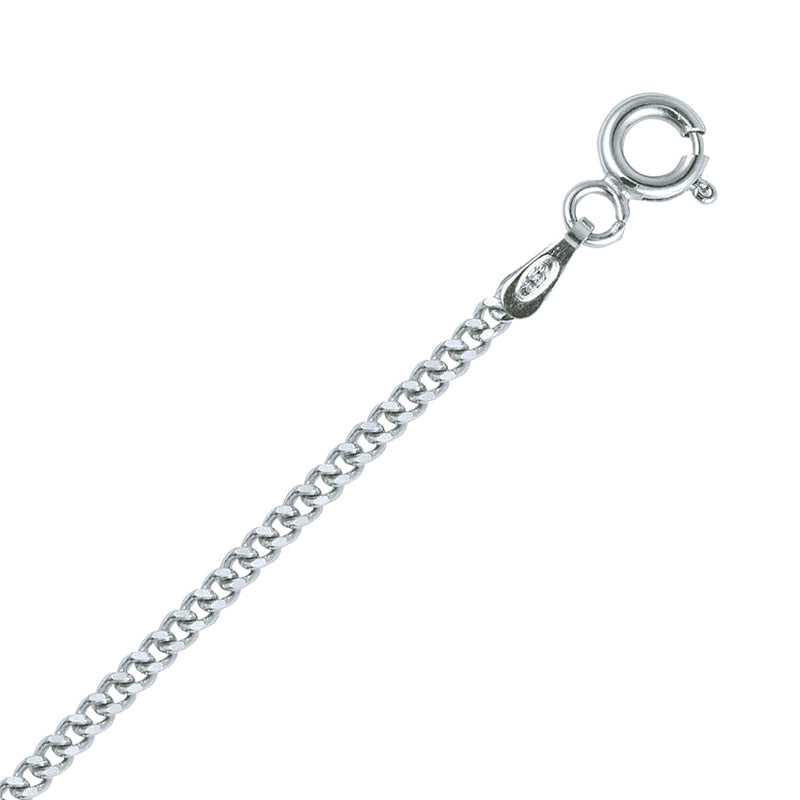 Sterling Silver Plain Curb Chain 45cm