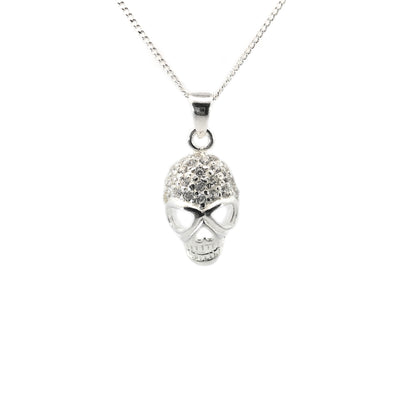 Ciondolo e collana con teschio in argento sterling con zirconi cubici