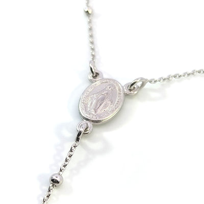 Sterling Silver Rosary Bead Necklace