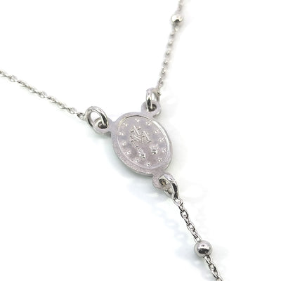 Sterling Silver Rosary Bead Necklace