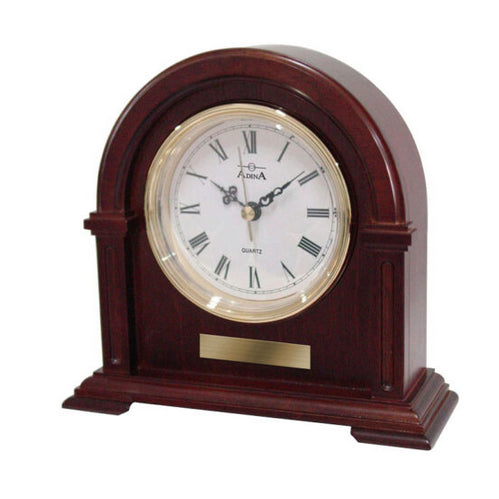 Timber Mantle Clock with Gold Trim, White Dial