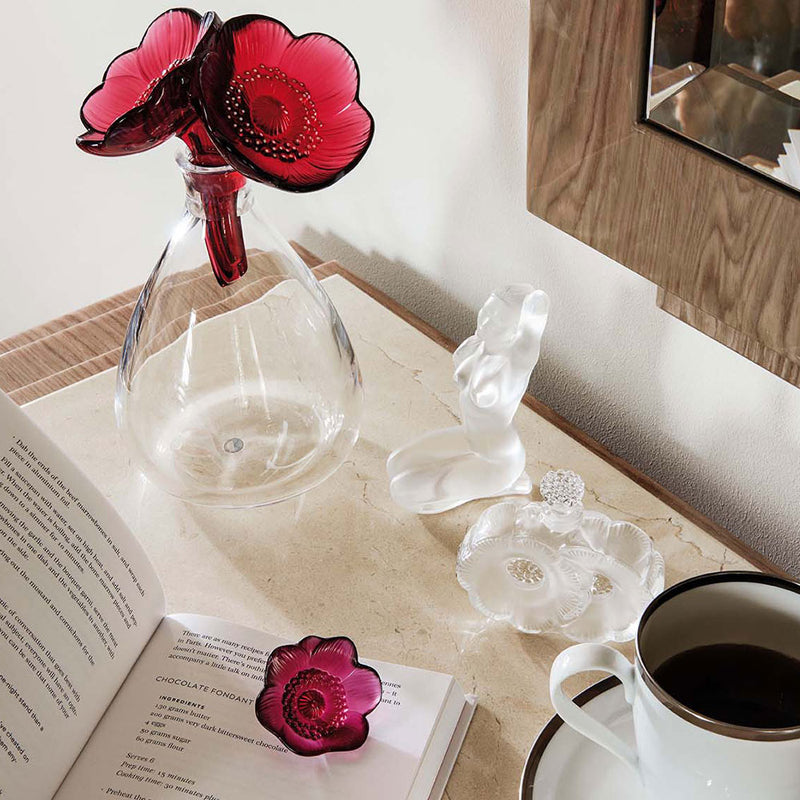 Lalique 2 Anemones Crystal Decanter