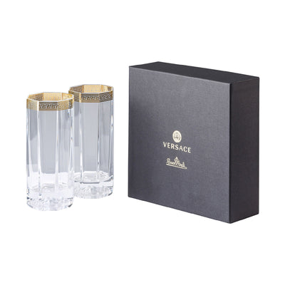 Rosenthal Versace Medusa d'Or Long Drinking Glass - Pair