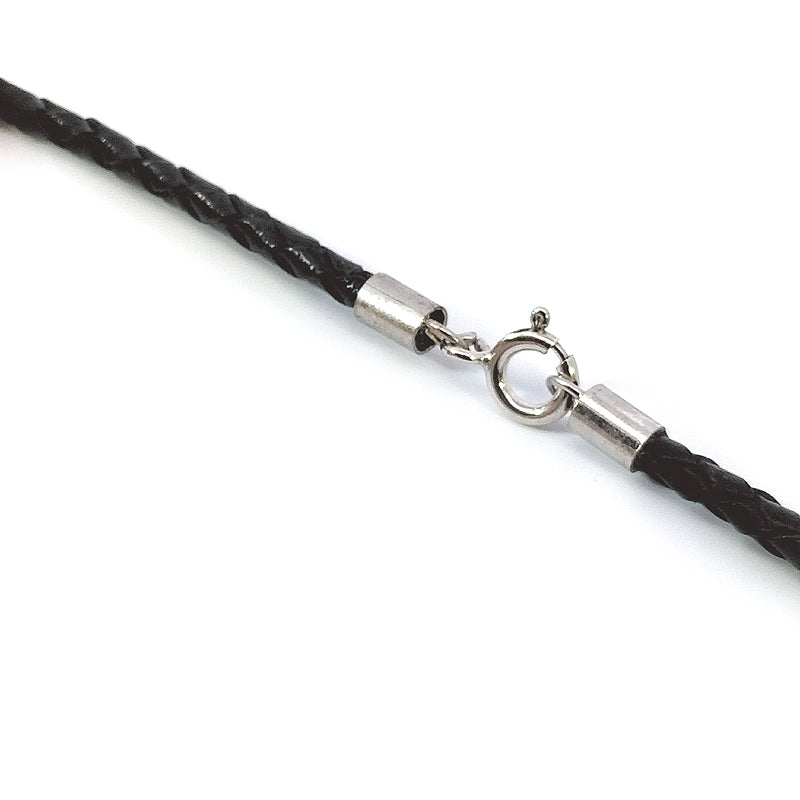 50cm Plaited Leather Necklace with Sterling Silver Clasp