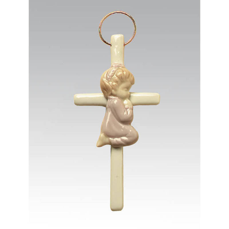 Porcelain Cross - Girl Praying