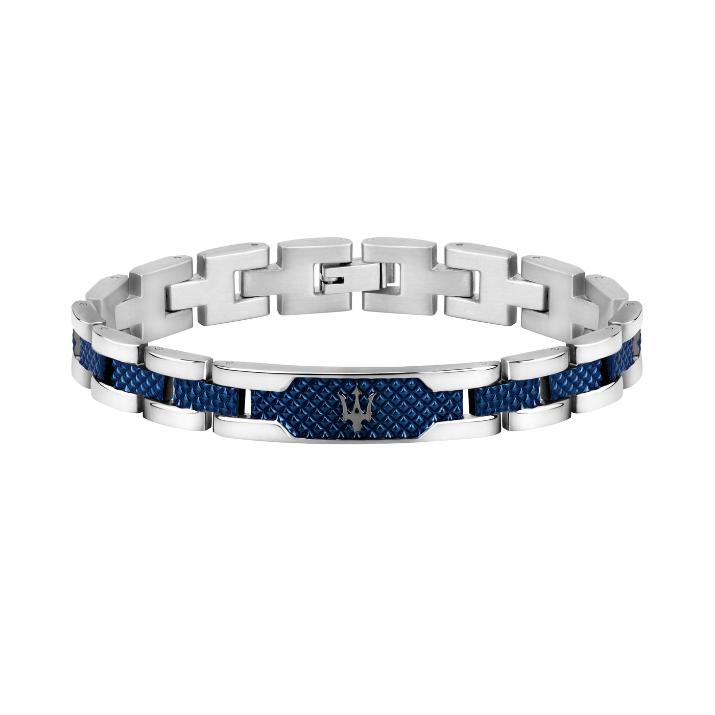 Maserati Dark Gunmetal and Blue Stainless Steel Bracelet