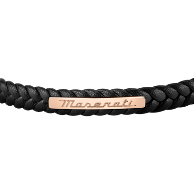 Maserati Black with Rose Gold Recycled Leather 225mm Bracelet