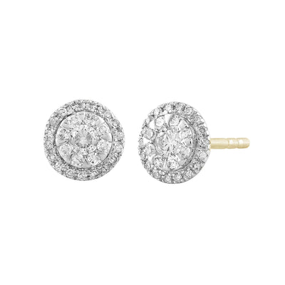 Boucles d'oreilles à tige en or jaune 9 carats avec diamant de 0,25 ct