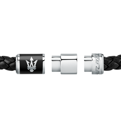 Maserati Black Recycled Leather 217mm Bracelet