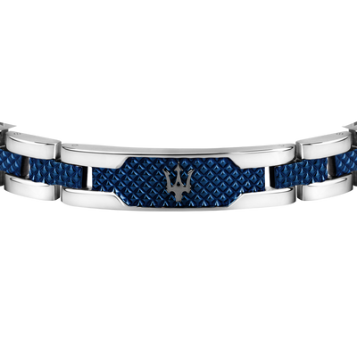 Maserati Dark Gunmetal and Blue Stainless Steel Bracelet