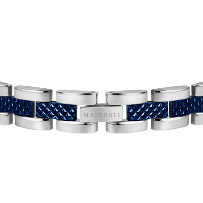 Maserati Dark Gunmetal and Blue Stainless Steel Bracelet