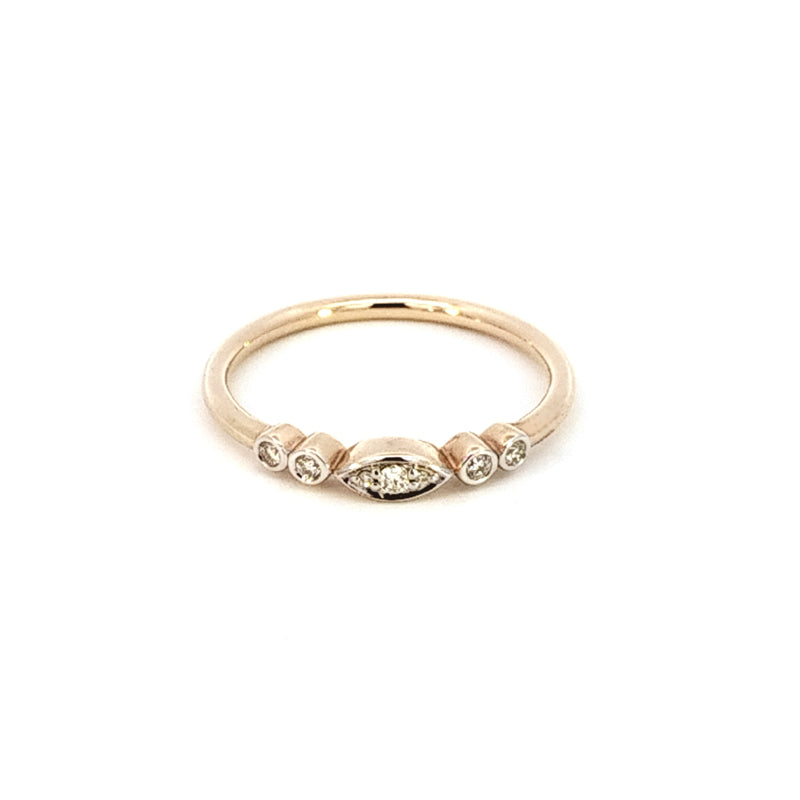 9ct Yellow Gold Diamond Set Ring Suitable for Stacking TDW=0.07cts