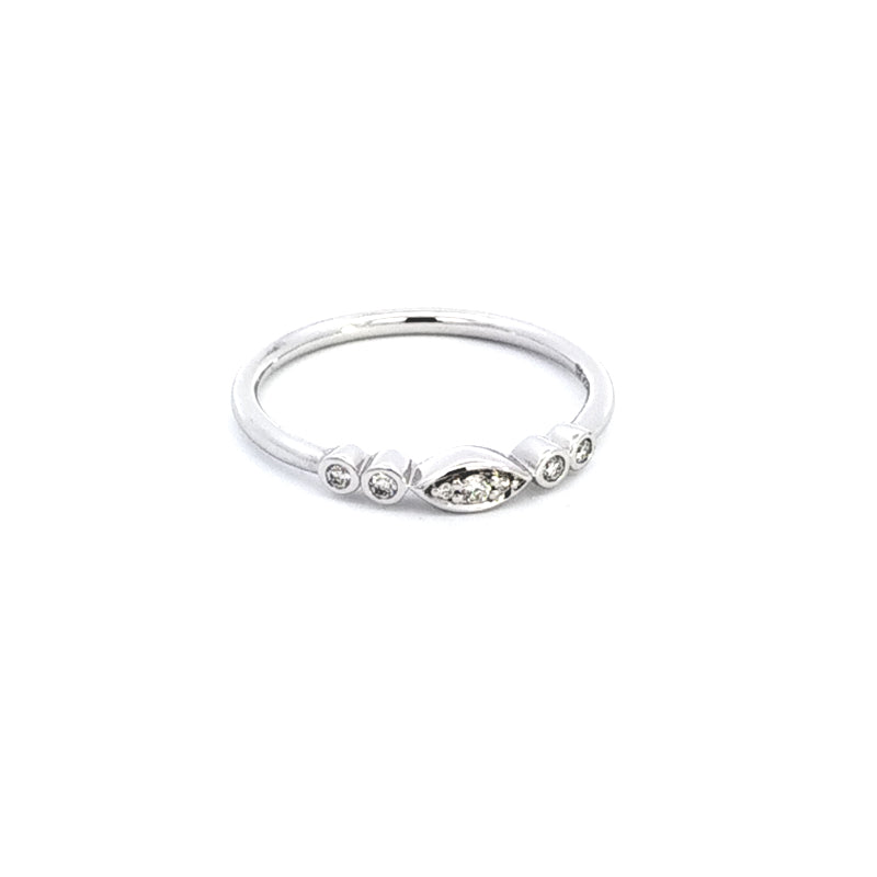 9ct White Gold Diamond Set Stacker Ring TDW = 0.07cts