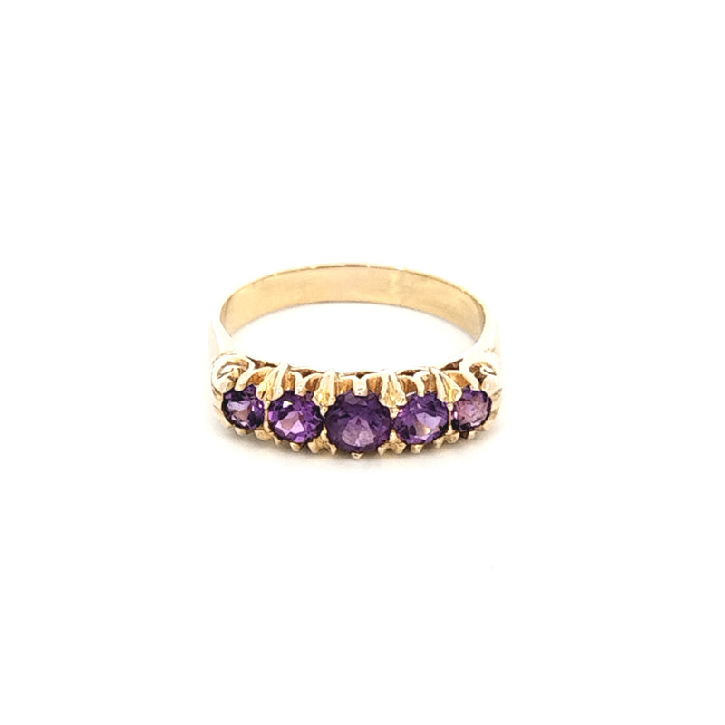 9ct Yellow Gold Amethyst London Bridge Ring