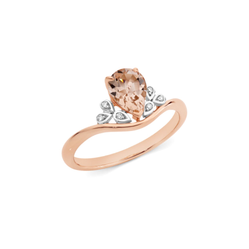 9ct Rose Gold Morganite and Diamond Ring MO=0.85cts TDW= 0.03ct J-K/Si3