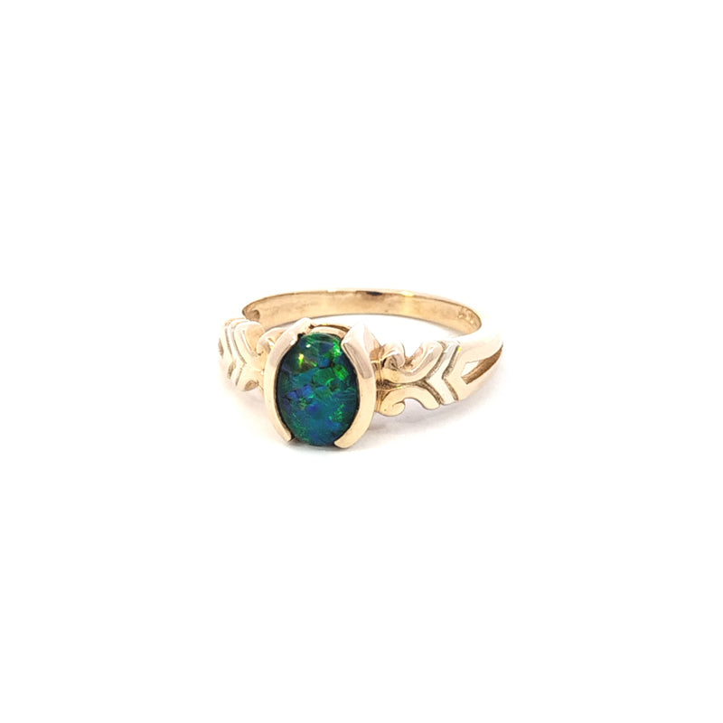 9ct Yellow Gold Opal Triplet Ring