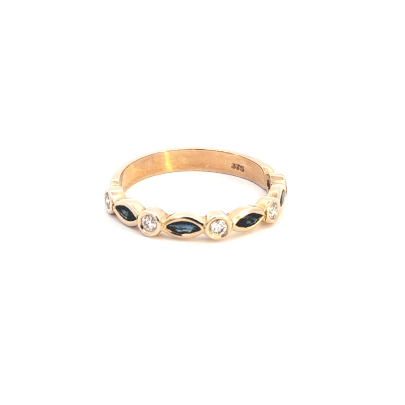9Y Gold Sapphire & Diamond Stacker Ring