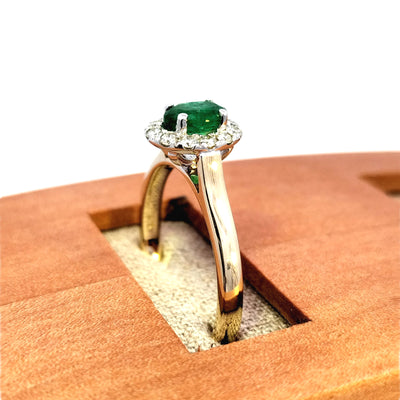 9ct Yellow and White Gold Emerald and Diamond Ring