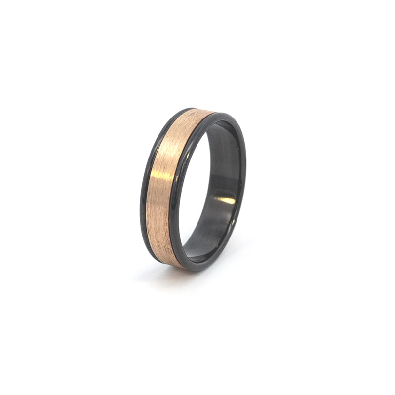 Black Zirconium and 9ct Brushed Yellow Gold Wedder