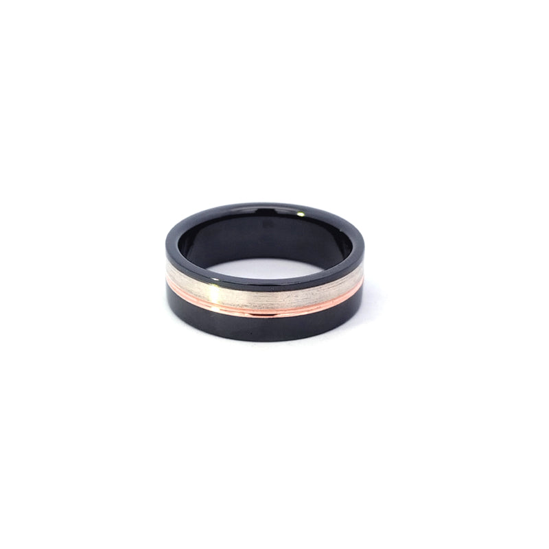 Zirconium Sterling Silver and 9ct Rose Gold Wedder