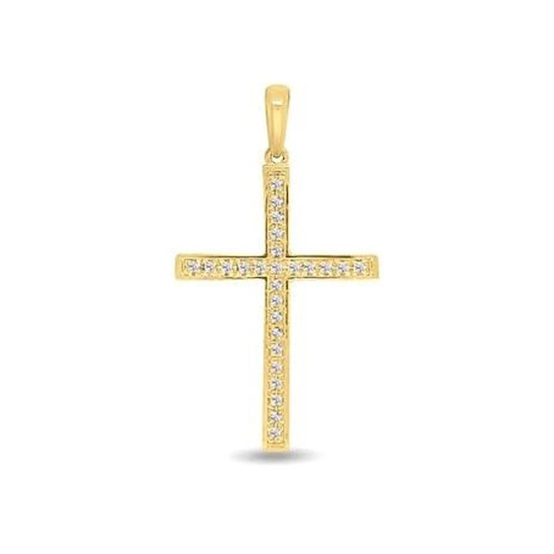 9ct Yellow Gold Diamond Set Cross TDW=0.09ct