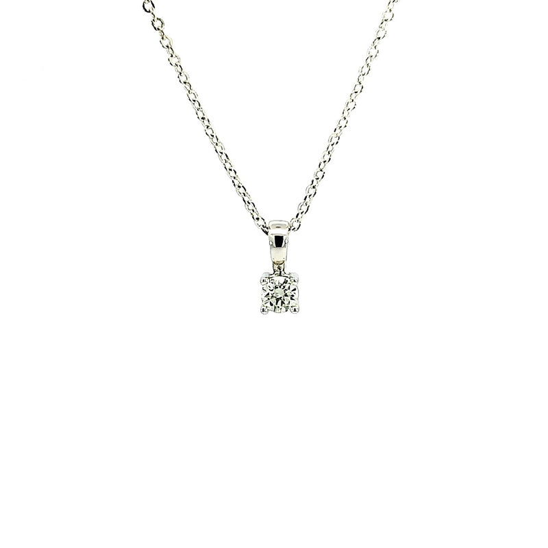 18ct White Gold 4 claw Solitaire Diamond Set Pendant. TDW=0.35ct J/Si Chains sold separately.