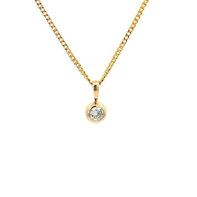 18ct Yellow Gold Bezel Set Diamond Pendant Chains sold separately. TDW=0.17ct J/Si