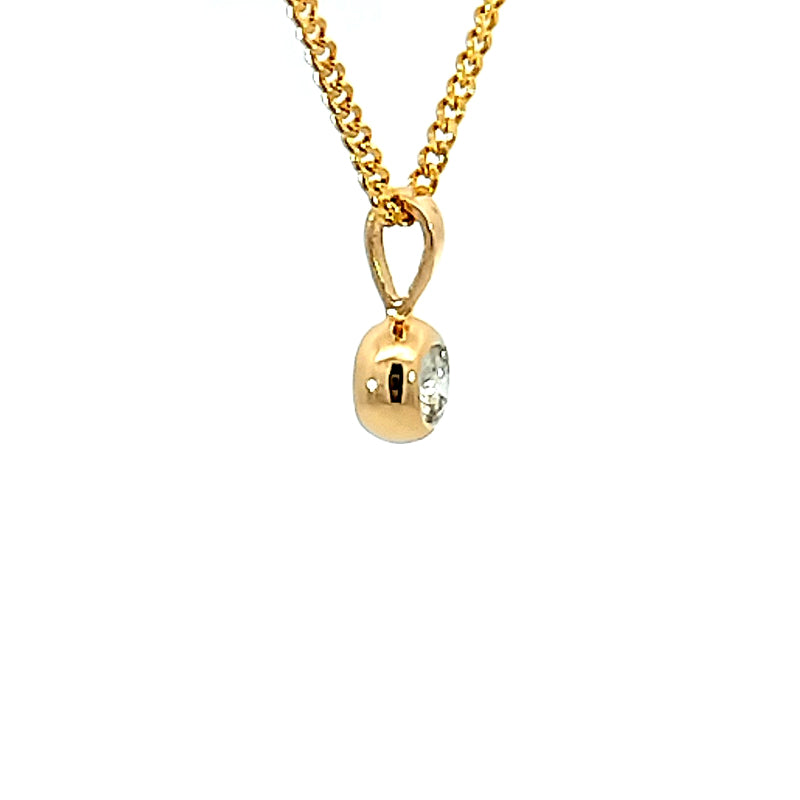 18ct Yellow Gold Bezel Set Diamond Pendant Chains sold separately. TDW=0.17ct J/Si