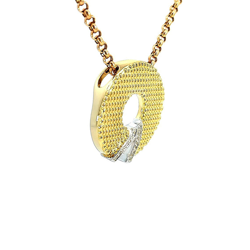 18ct Yellow & White Diamond Set Pendant TDW=0.08ct G/Si Chains sold separately.