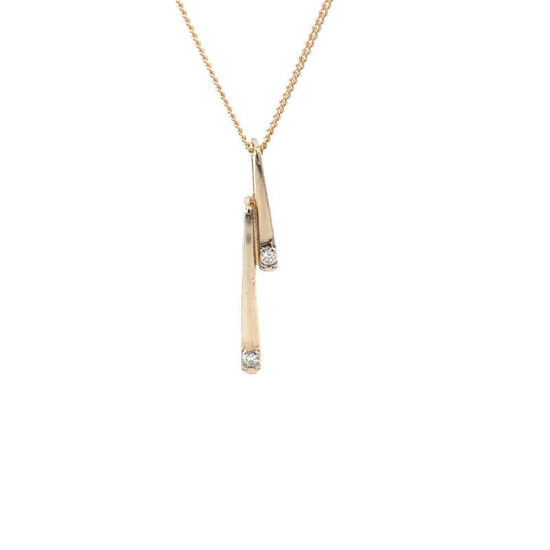 9ct Yellow Gold Diamond Set Pendant and Chain