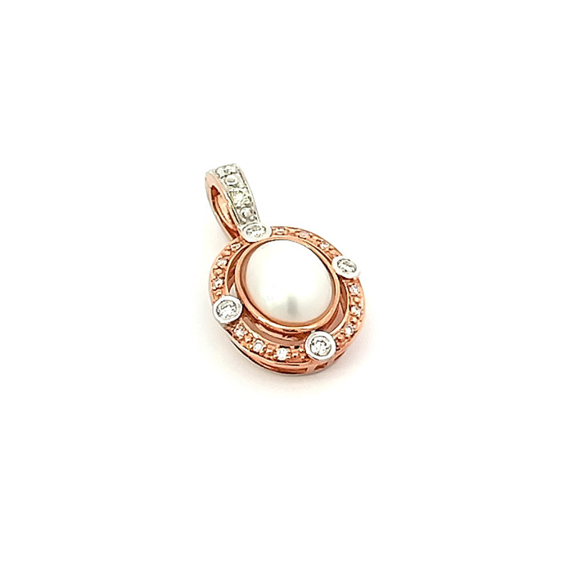 PINK CAVIAR 9ct Red Gold Pink Diamond & Mabe Pearl Pendant