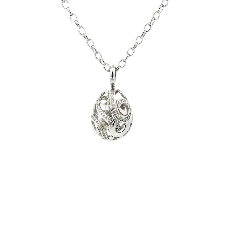 9ct White Gold Diamond Set Bauble Pendant Only TDW 0.31cts Chain sold separately.