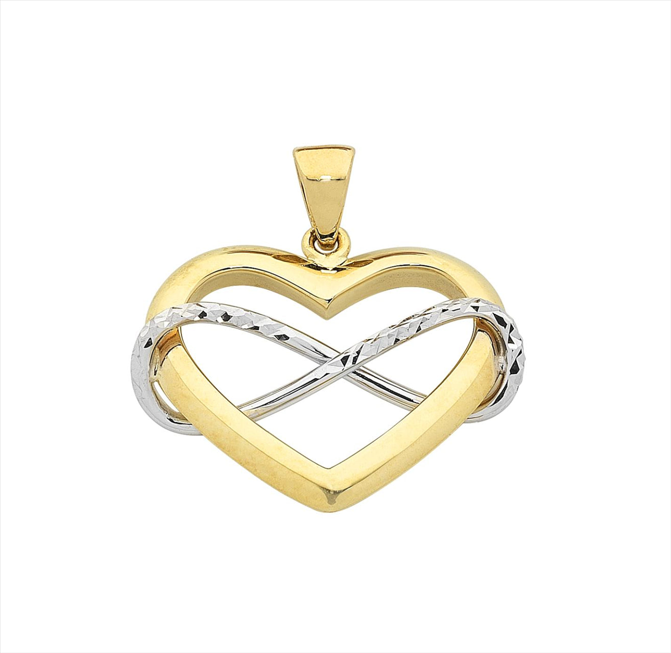 9ct Yellow White Gold Infinity Heart Pendant