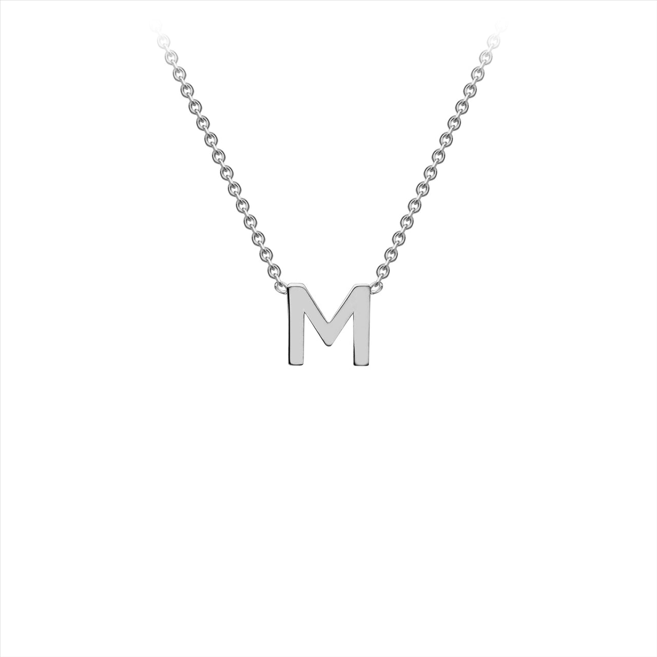 9ct White Gold Initial 'M' and Necklace 38+5cm