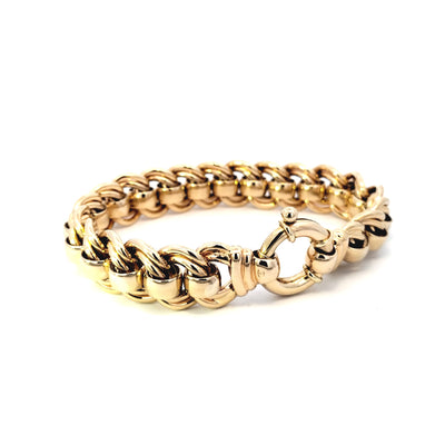 9ct Yellow Gold Solid Double Roller Bracelet 74.31gms 20cm