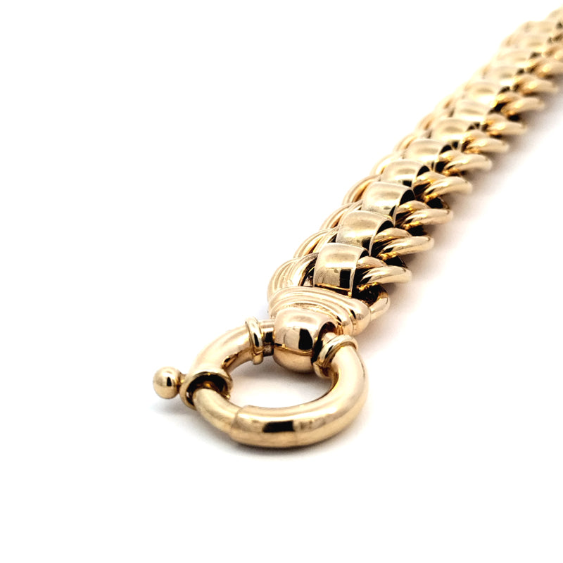 9ct Yellow Gold Solid Double Roller Bracelet 74.31gms 20cm