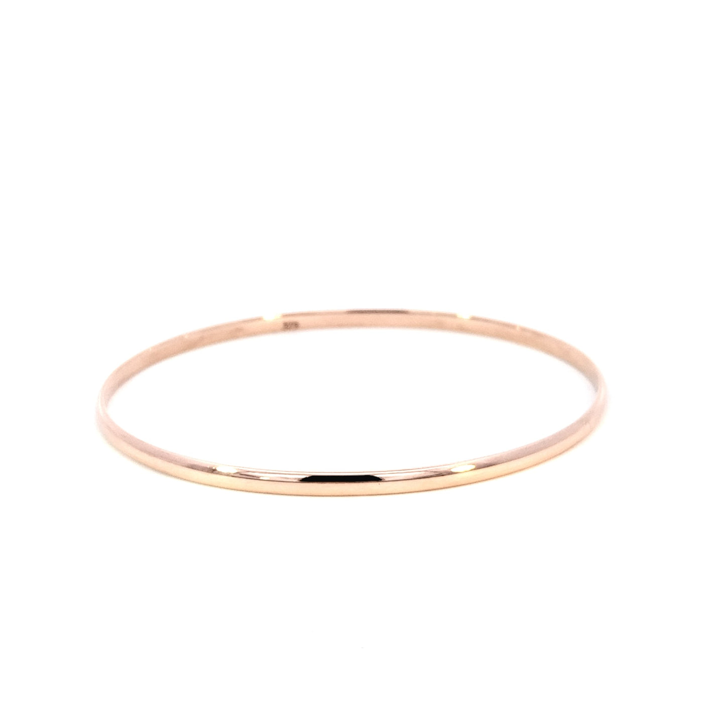 9ct Rose Gold Half-Round 3mm wide Solid Bangle 62mm