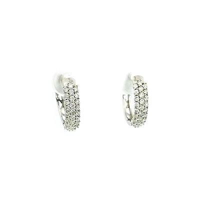 9ct White Gold Pave Set Huggie Earrings TDW=0.50ct H-I/I1