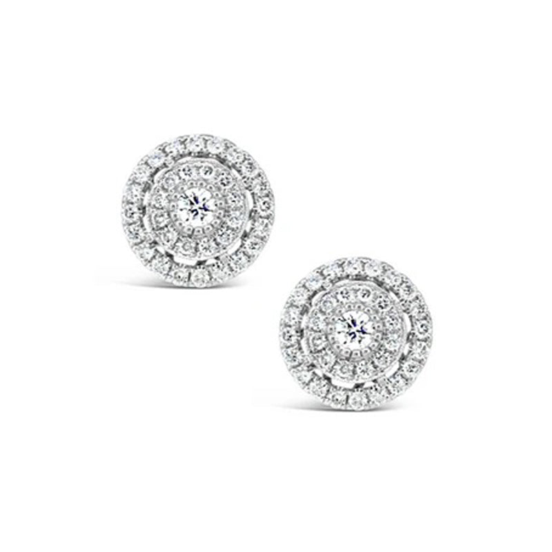 9ct White Gold Diamond Cluster Earrings TDW=0.75ct H-I/Si3