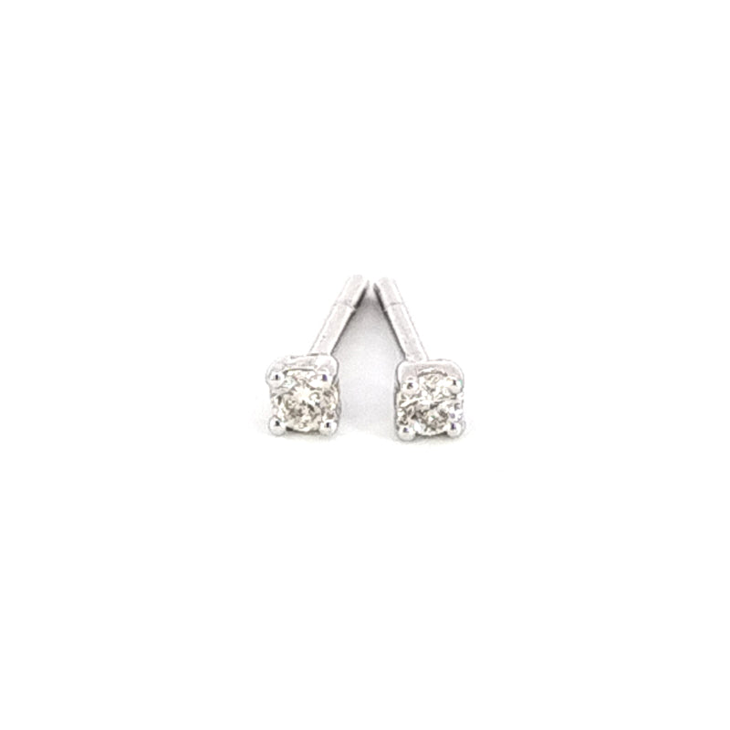 18ct White Gold 4-claw Diamond Stud Earrings TDW=0.10ct JK/Si