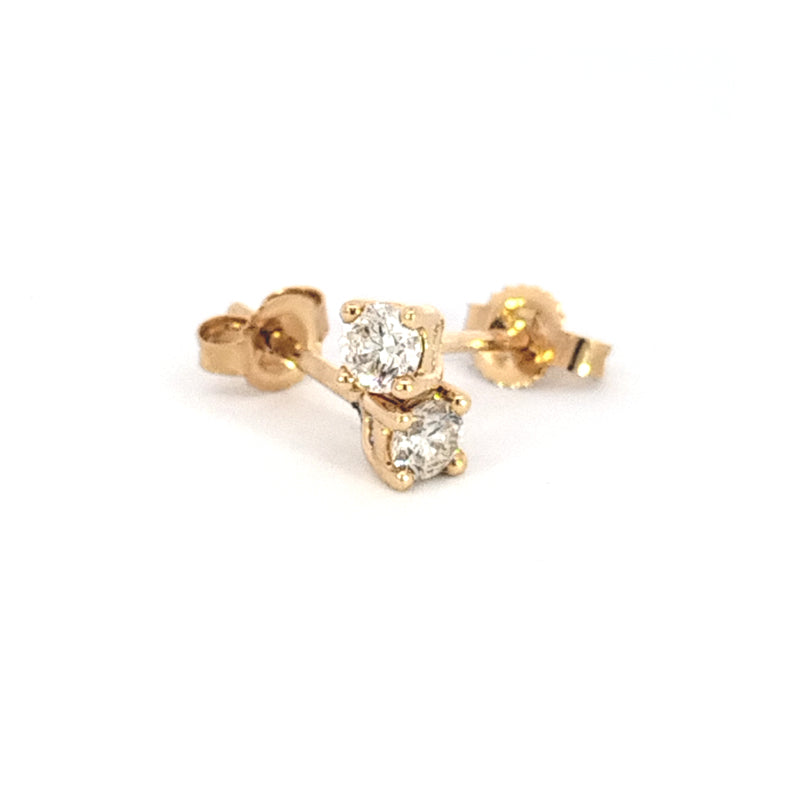 18ct Yellow Gold 4-claw Diamond Set Stud Earrings TDW=0.30ct JK/Si