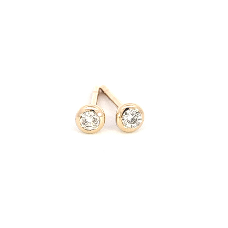 18ct Yellow Gold Bezel-Set Diamond Stud Earrings TDW=0.10ct JK/Si