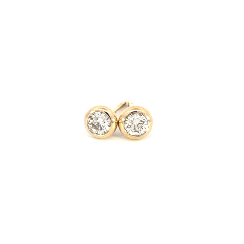 18ct Yellow Gold Bezel-Set Diamond Stud Earrings TDW=0.30ct JK/Si