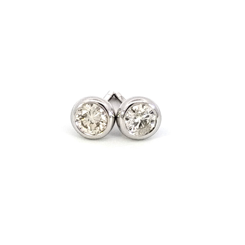 18ct White Gold Bezel-Set Diamond Stud Earrings TDW=0.40ct JK/Si