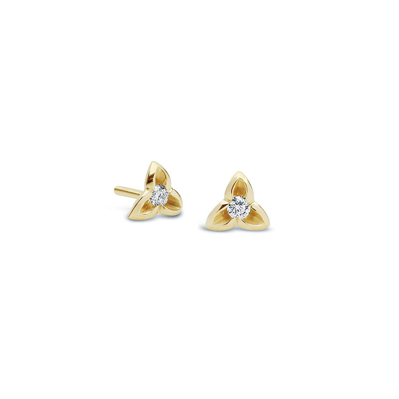 18ct Yellow Gold WILD IRIS Diamond Set Earrings TDW=10pts G-H/Si RBC 