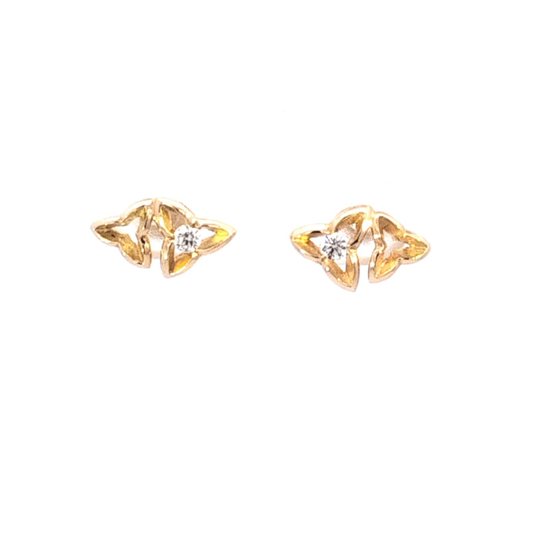 18ct Yellow Gold WILD IRIS Twins Diamond Set Earrings TDW = 10pts G-H/Si RBCs