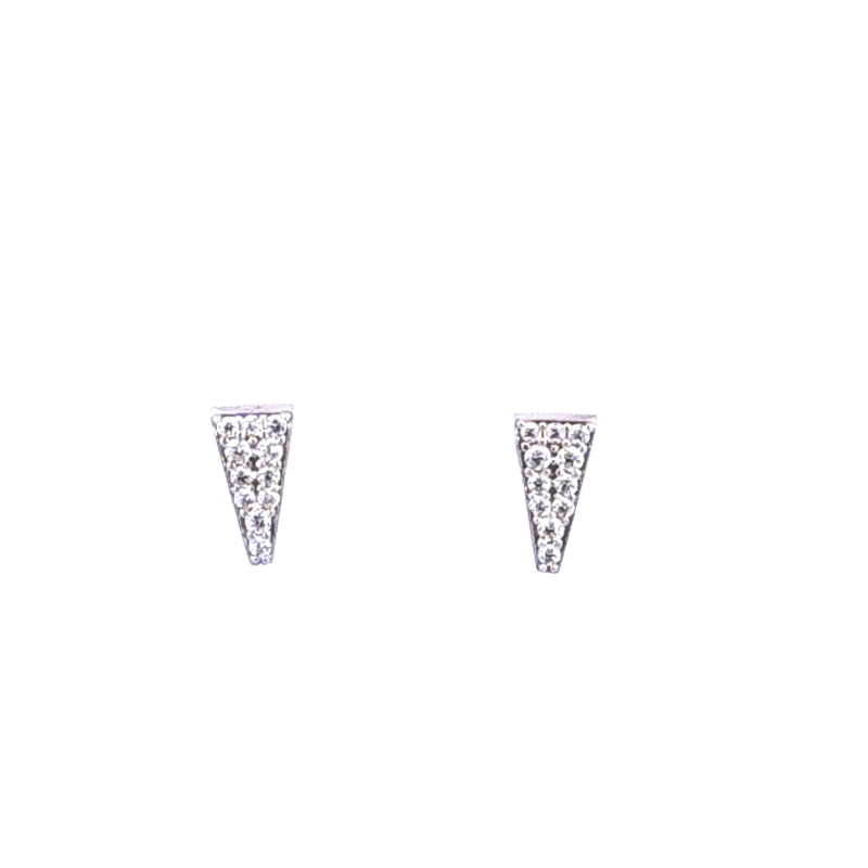 9ct White Gold and CZ Triangular Stud Earrings