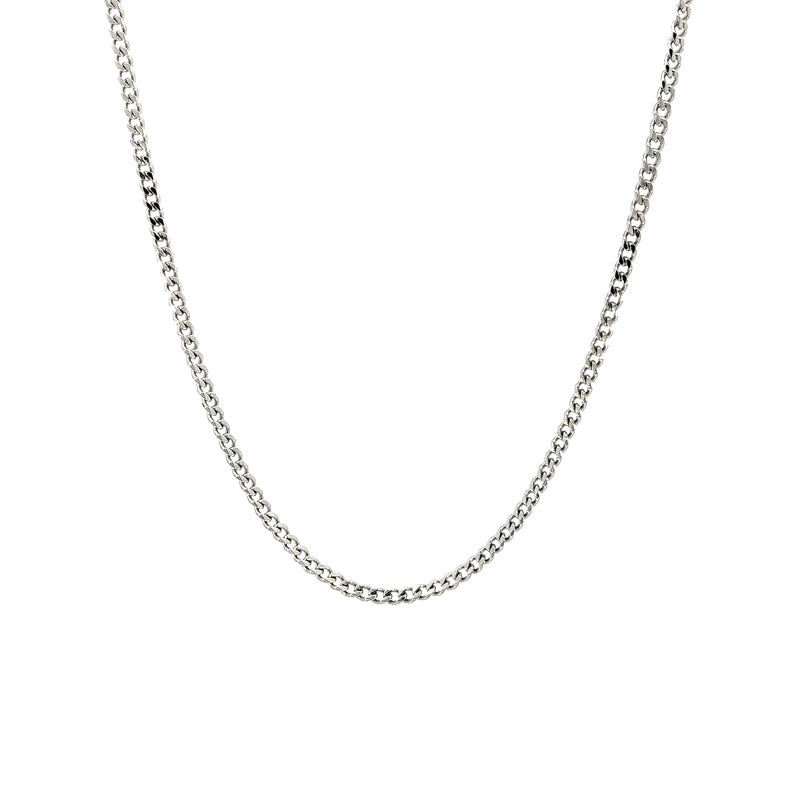 9ct White Gold Bevelled Diamond Cut Curb Chain 55cm