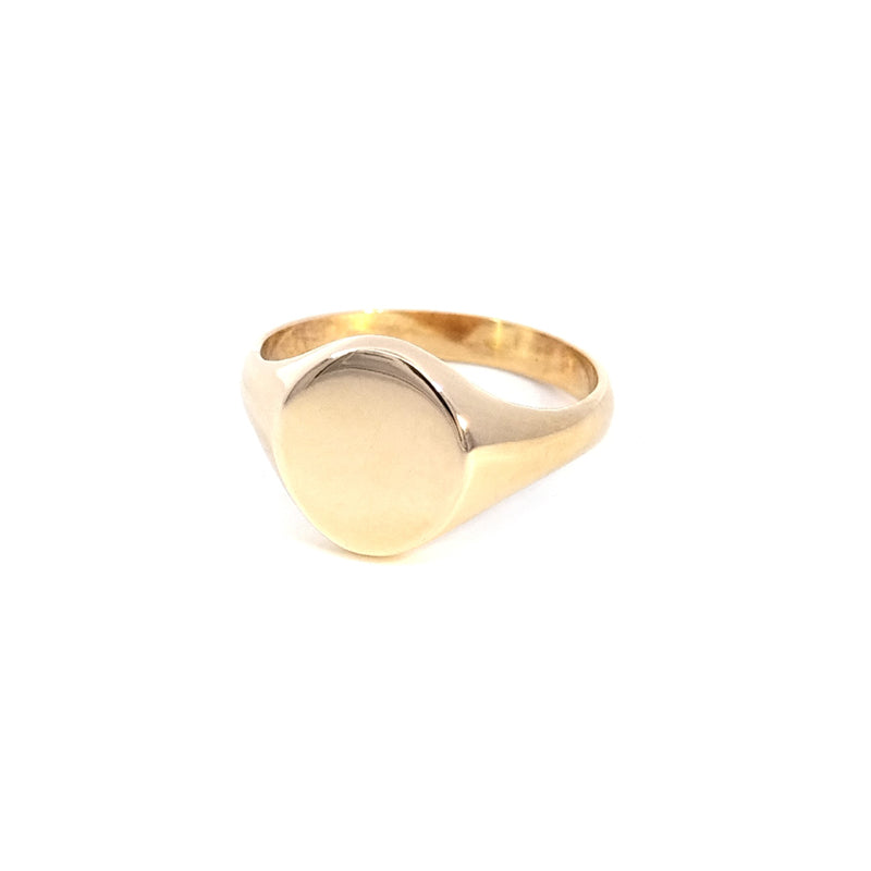 9ct Yellow Gold Engravable 11mm Round Signet Ring