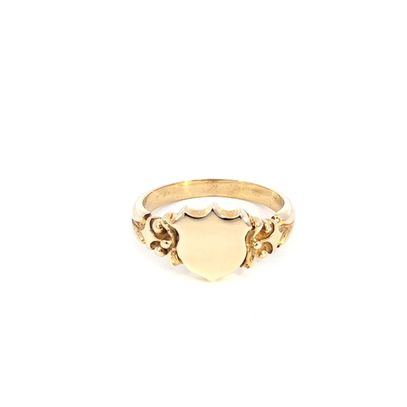 9ct Yellow Gold Engravable Shield Signet Ring